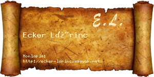 Ecker Lőrinc névjegykártya