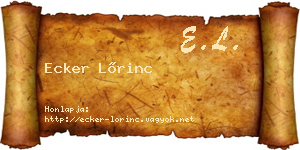Ecker Lőrinc névjegykártya